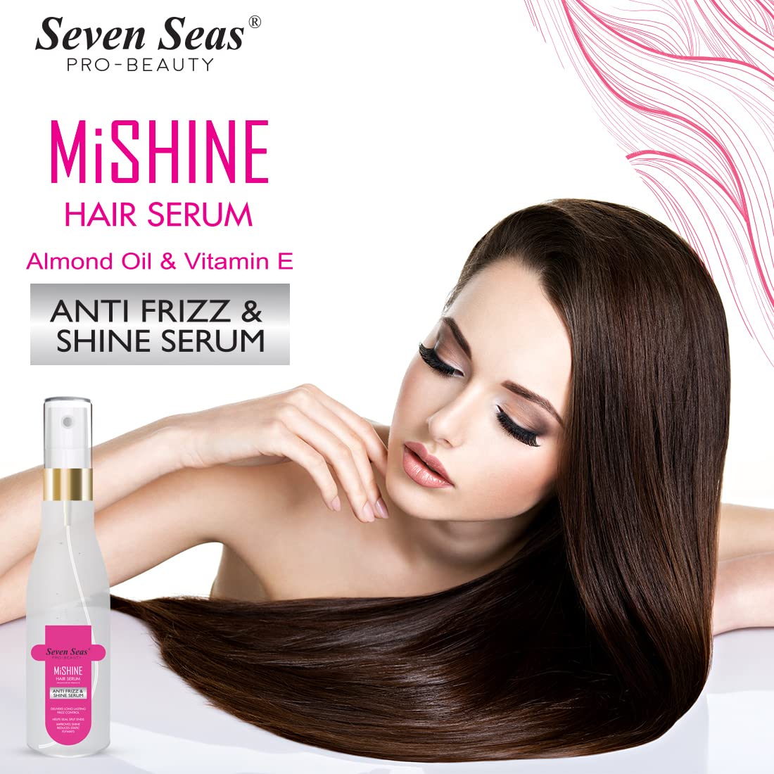 Seven Seas Mi Shine Anti Frizz & Shine Hair Serum | Provides Long Lasting Frizz Control | Softer Hair | Potection and Shine For Dry Flyaway Hair (100ml)