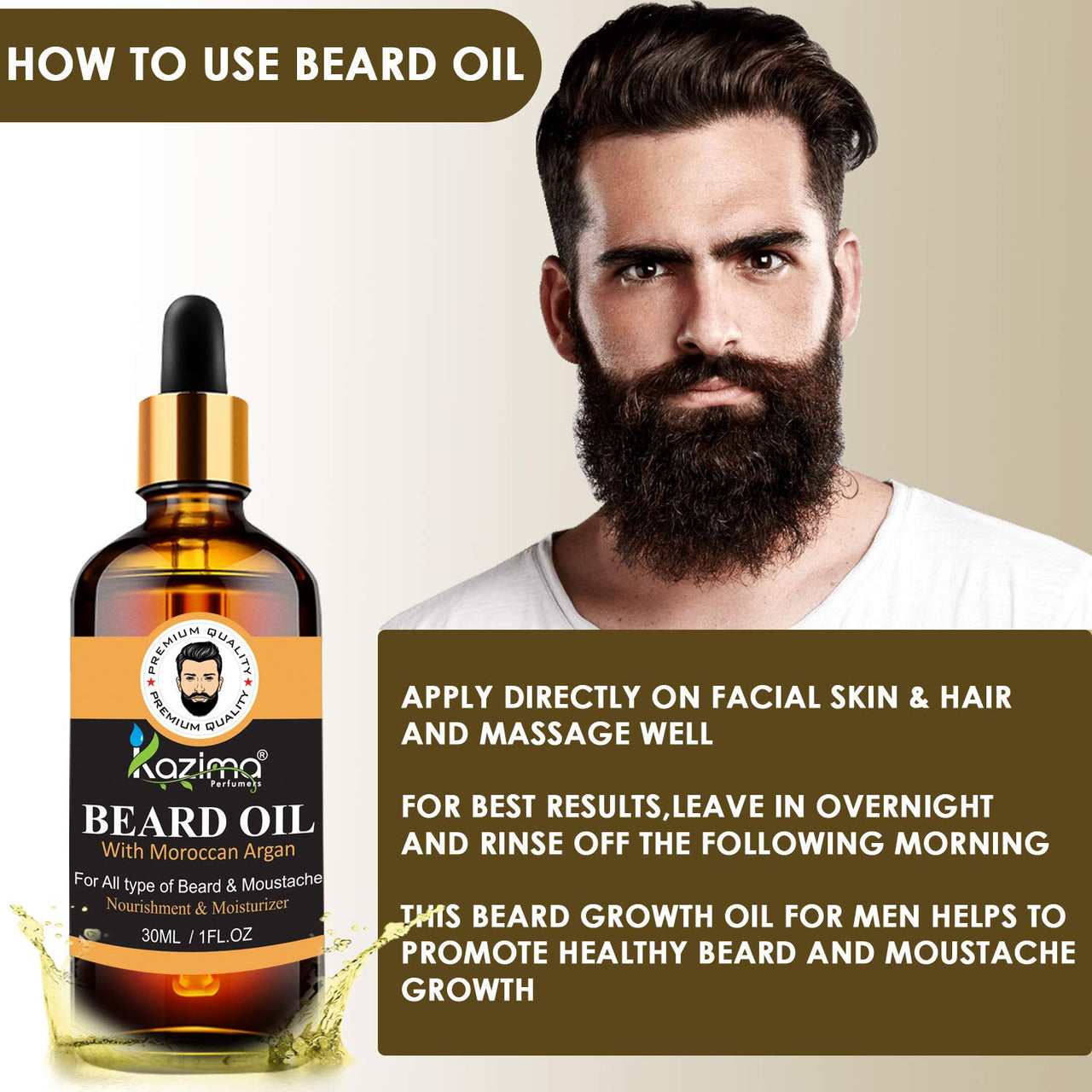 KAZIMA Beard & Moustache Oil For Men (30Ml)