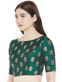 X3 Women's  Brocade Readymade Saree Blouse with Golden Bootas 38