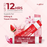 Elibliss Luscious 3 in 1 Tinted Lip Balm 5g Each | SPF 50 PA+++ | Beetroot Blush, Watermelon Crush, Cherry Blossom Glow | Enriched with Shea, Cocoa & Mango Butter | Smooth, Soft Naturally Tinted Lips