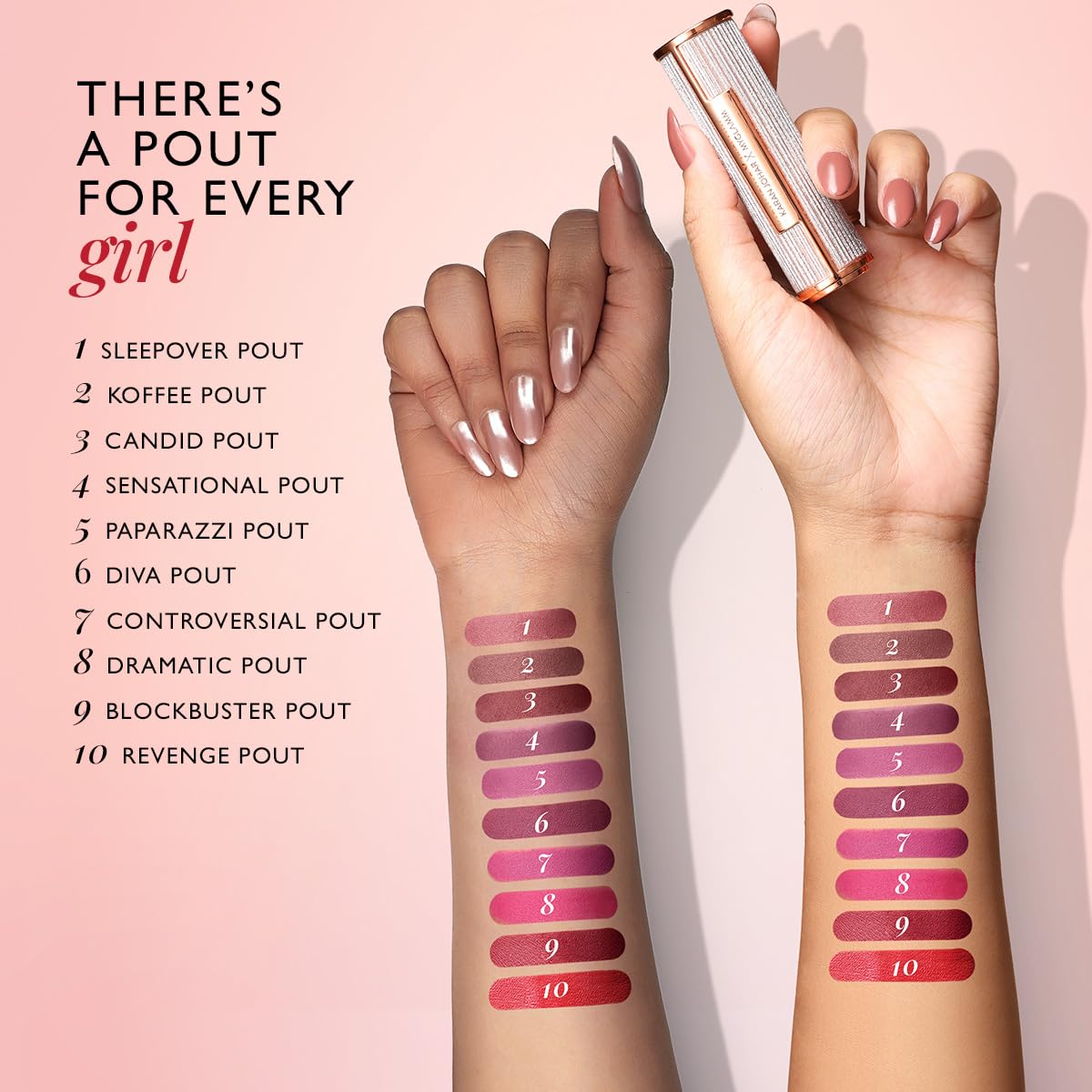 MyGlamm POUT by Karan Johar Intense Matte Plumping Lipstick - Dramatic Pout (Deep Pink Shade) | Highly Pigmented, Long Lasting, Lightweight, Creamy Matte Lipstick For Lip Makeup (4g)