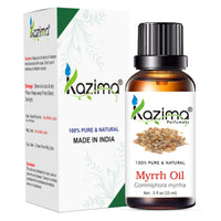 KAZIMA Combo of Frankincense Oil and Myrrh Oil - 100% Pure Essential Oil for Face Acne & Scars, Gums, Hair Growth & Body Massage, 15 ml each