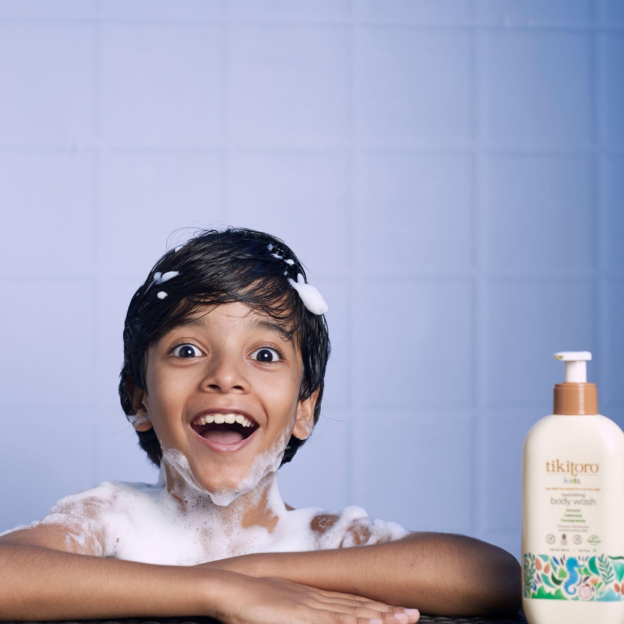 Tikitoro Kids Nourishing Body Wash | Pediatrician Approved | Vegan | Cleanses, Moisturizes & Nourishes Skin | Almond, Calendula, Pomegranate Extract | No Parabens & Sulphates, Age 4+ years (300ml)