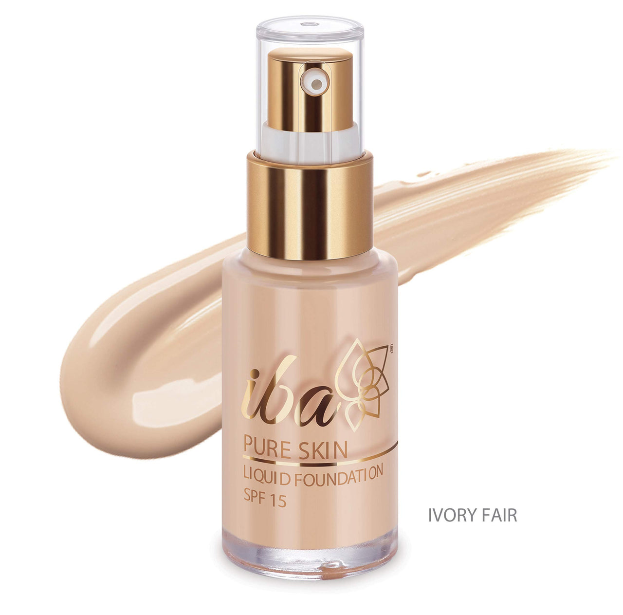 Iba Pure Skin Liquid Foundation - Ivory Fair, 30ml | Full Coverage | Long Lasting | Lightweight | Oil Free Dewy Finish | SPF 15 | Halal Certified & Vegan Makeup