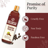 Newish Cold Pressed Castor Oil for Hair Growth, Skin & Eyebrows |Pure & Organic Arandi Oil |Promotes Thicker, Longer Hair & Repairs Cracked Heels - 200ml