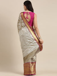 Pandadi Saree Women's  Arasi Soft Tissue Banarasi Silk Dharmavaram Pattu Saree With Unstiched Blouse Piece