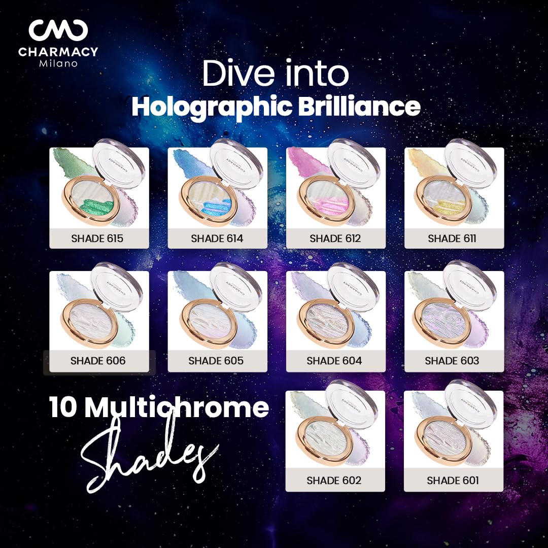Charmacy Milano Star Dust - 611, Multichrome Blush & Highlighter, Seemless Blending Formula, Radiant Look, Compact & Portable (4.2 gms)