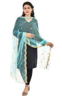 YOUTHQUAKE Heavy Embellished Plastic Mirror Net Dupatta for Womens & Girls