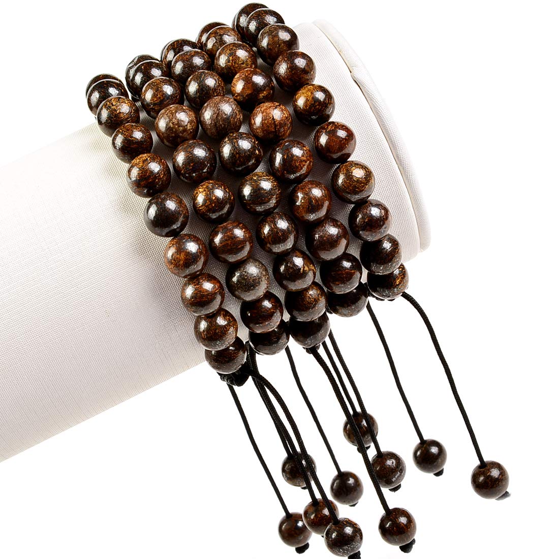 Massive Beads Natural Healing Power Gemstone Crystal Beads Unisex Adjustable Macrame Bracelets 8mm Bronzite