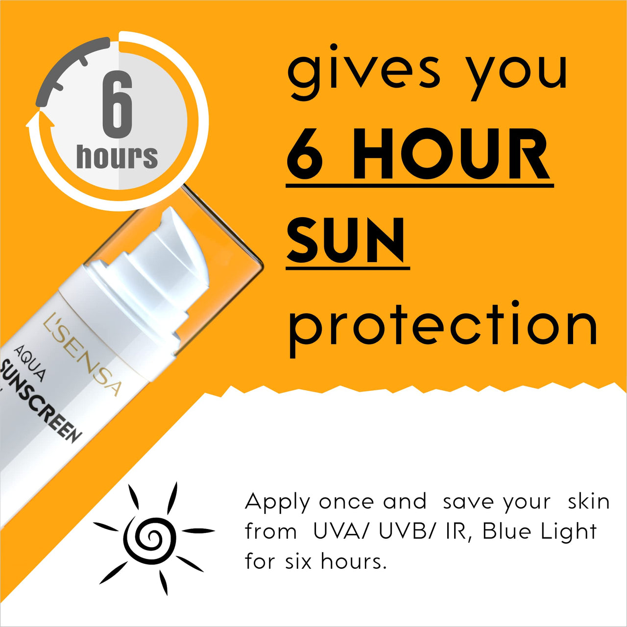 L'SENSA Sunscreen SPF 50 for Oily Skin, Anti-Tan, Waterproof Sun cream, 1% Hyaluronic Aqua Gel, Free from Oxybenzone, For Oily, Combination & Ace Prone Skin, Make-Up Friendly For Women & Men, 50Gram