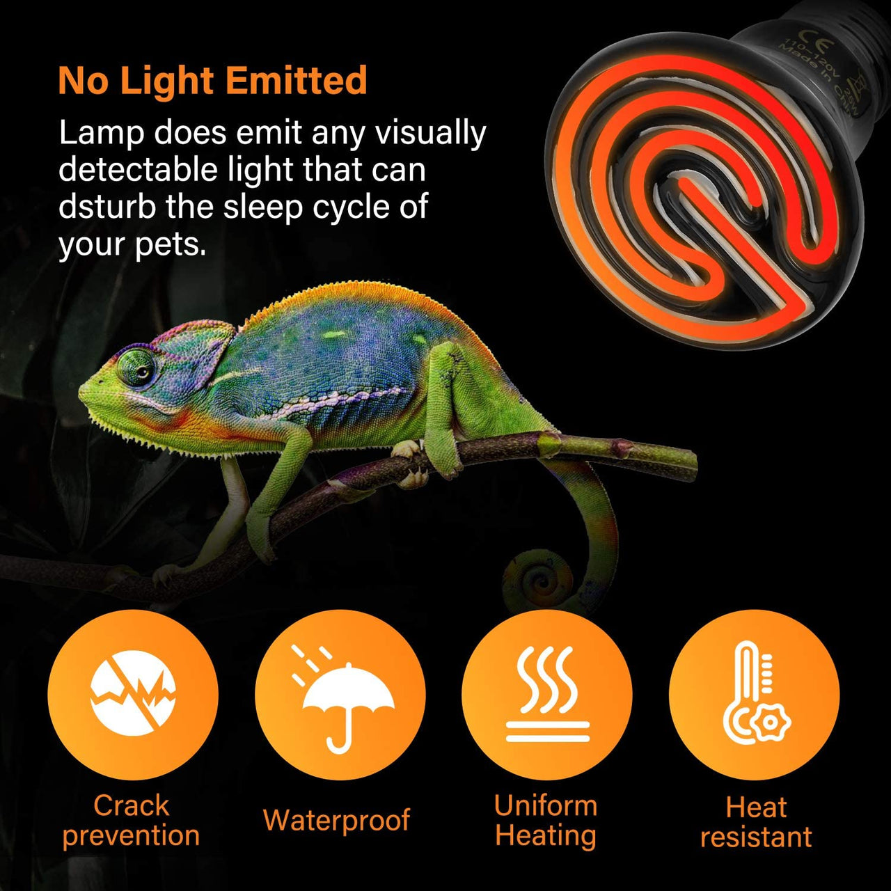 Simple Deluxe 25W 1-Pack Mini Ceramic Heat Emitter Reptile Heat Lamp Bulb No Light Emitting Brooder Coop Heater for Amphibian Pet & Incubating Chicken, Black Black/1-pack 25W (Mini)