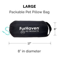 Furhaven Outdoor Travel Dog Bed for Large/Medium Dogs w/ Carry Bag, Washable & Foldable, Great for Crates & Kennels - Trail Pup Travel Pillow Mat w/ Stuff Sack Bag - Aqua/Granite Gray, Large