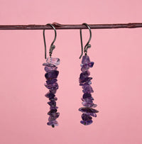 Natural Amethyst Chips Crystal Earring, Yoga Jewelry, Meditation Earring, Crystals Earring, Raw Gemstone, Energy Healing Crystals, Birthday, Gift for Her, Gemstone Jewelry AA+ Quality (Amethyst)
