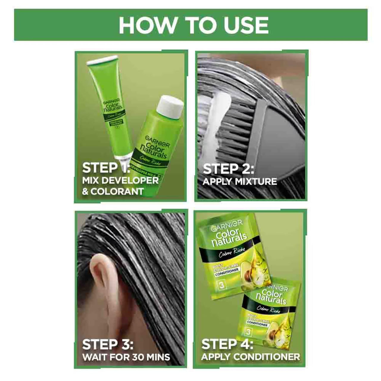Garnier Color Naturals Creme Hair Color - Shade 3 Darkest Brown (70ml + 60g) + Bright Complete Vitamin C serum 7ml (2 ITEM IN SET)