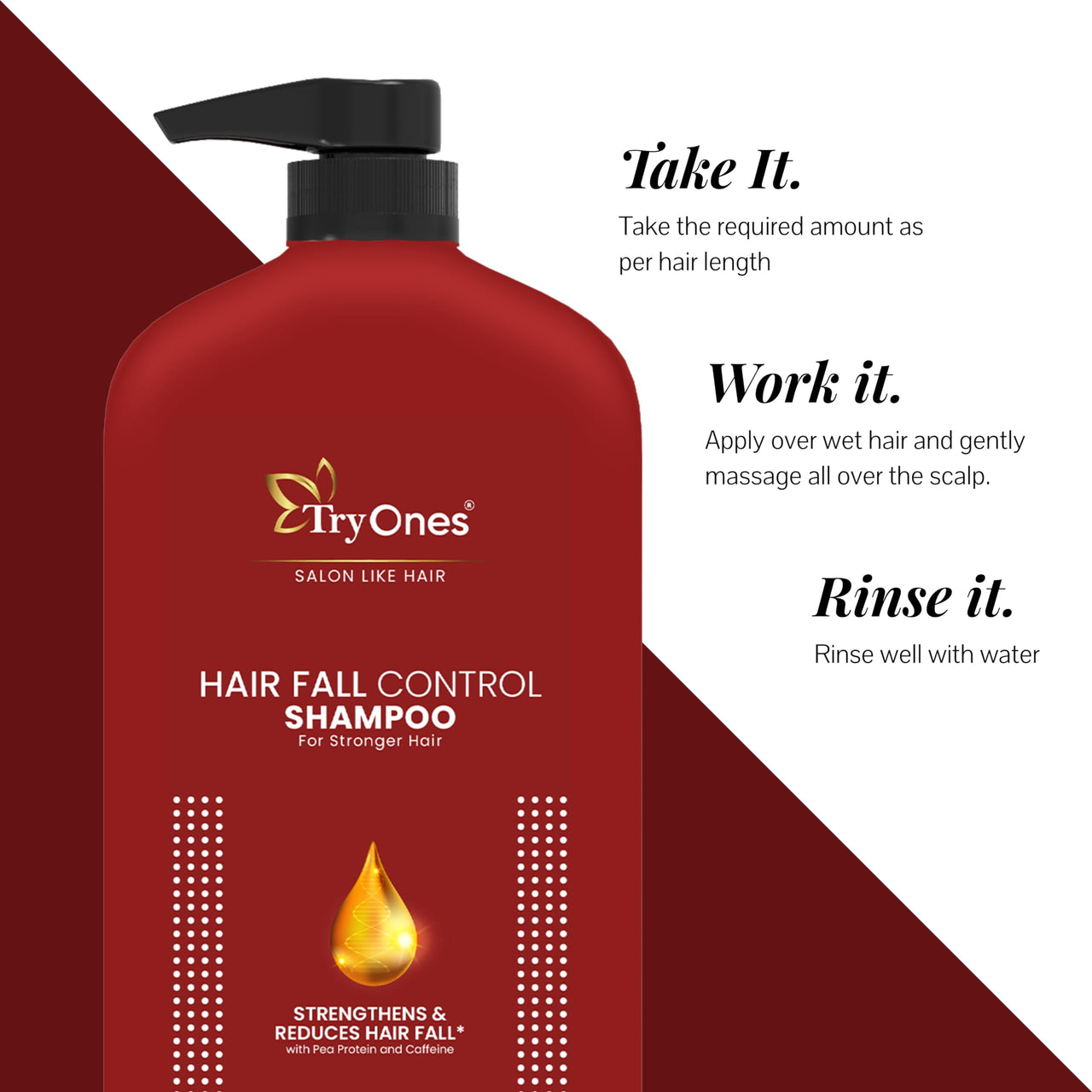 Tryones Anti Hair Fall & Anti Dandruff Shampoo Control Hair Fall || Promotes Hair Growth || Dandruff Control || Soft and Shiny Hair 1000 ml