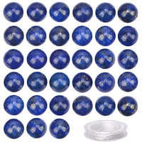 100Pcs Natural Crystal Beads Stone Gemstone Round Loose Energy Healing Beads with Free Crystal Stretch Cord for Jewelry Making (Lapis, 8MM) Lapis