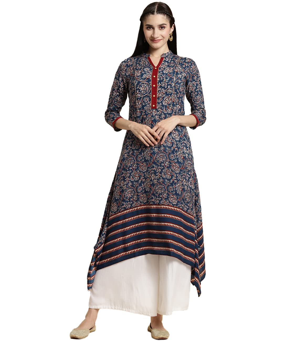 rangita Women Rayon Floral Printed Calf Length A-Line Kurti