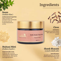 Mellow Herbal Anti Acne Face Pack | Ayurvedic Neem, Clove & Multani Mitti | Controls Oil, Reduces Pimples & Acne Scars | Deep Cleansing & Detoxifying | Natural & Chemical-Free | 20gm