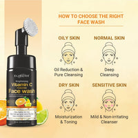 Elibliss Brightening Vitamin C Foaming Face Wash with Built-in Brush for Deep Cleansing | Enriched with Vitamin E & Licorice Extract | Helps Fade Dark Spots, Brighten Skin Tone & Smoothen Complexion