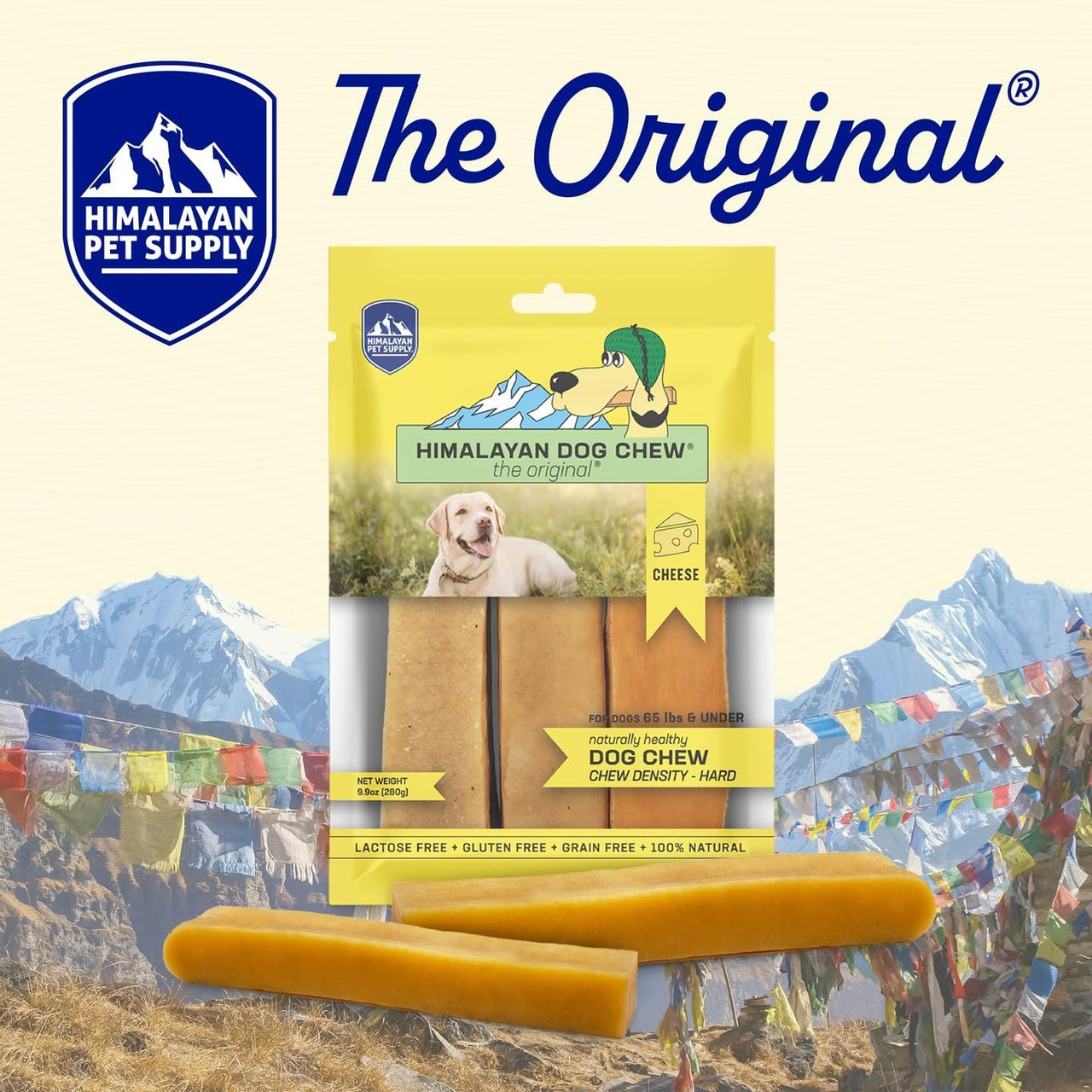 Himalayan Dog Chew Original Yak Cheese Dog Chews, 100% Natural, Long Lasting, Gluten Free, Healthy & Safe Dog Treats, Lactose & Grain Free, Protein Rich, Mixed Sizes, Dogs 65 Lbs & Smaller