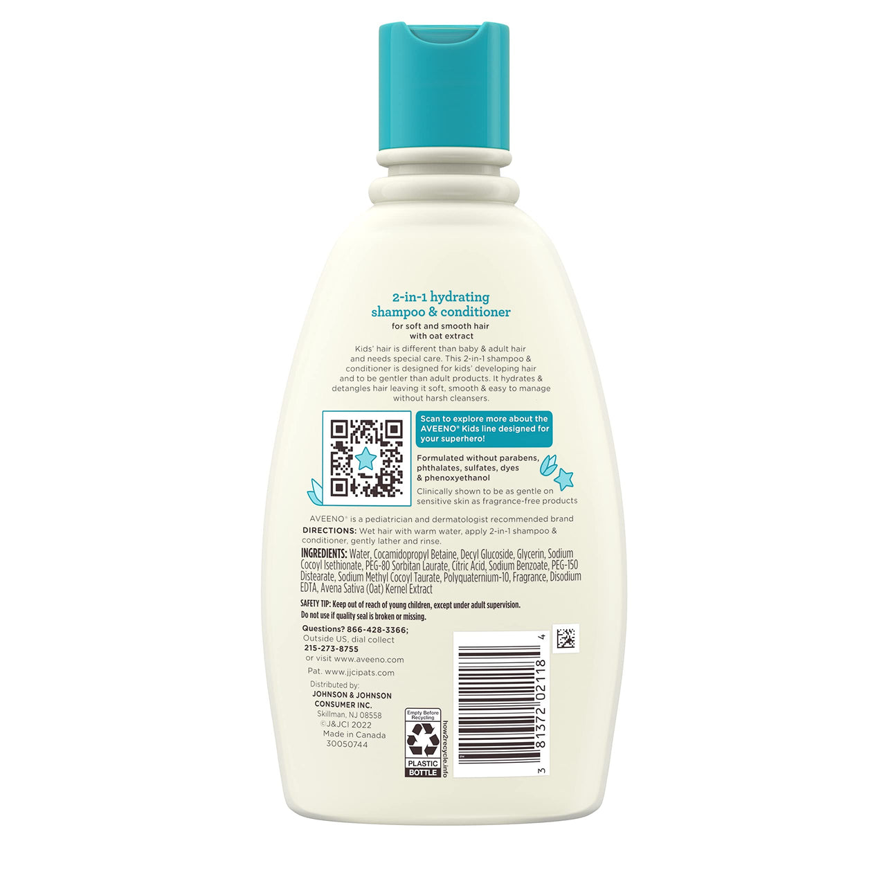 Aveeno Baby Kids 2-In-1 Hydrating Shampoo & Conditioner, Gently Cleanses, Conditions & Detangles Kids Hair, Formulated With Oat Extract, For Sensitive Skin & Scalp, Hypoallergenic, 12 Fl. Oz (354Ml)