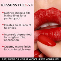 Just Herbs Fill & Define Lip Liner with Shea Butter and Coconut Oil Transfer Proof Long Lasting Creamy Matte Finish Lip Liner (Wine & Dine, 0.3g)