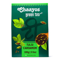 Chaayos Tulsi Cardamom Green Tea | Tulsi Cardamom Tea | Whole Leaf Loose Tea | Immunity Boosting - 100g [50 Cups] | Antioxidant Green Tea | Green Tea