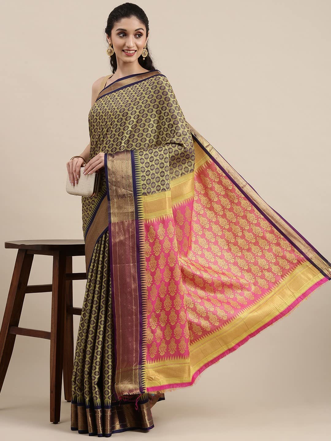 Pandadi Saree Women's  Cotton Silk Saree With Blouse Piece