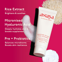 Asaya Hydrating Gentle Face Wash | Korean Rice Water & Hyaluronic Acid | Brightens, Soothes & Strengthens Skin Barrier | Pre + Probiotics for Microbiome Balance | Deep Cleansing, Non-Stripping & Moisturizing | Minimizes Pores & Evens Tone | For Sensitive,