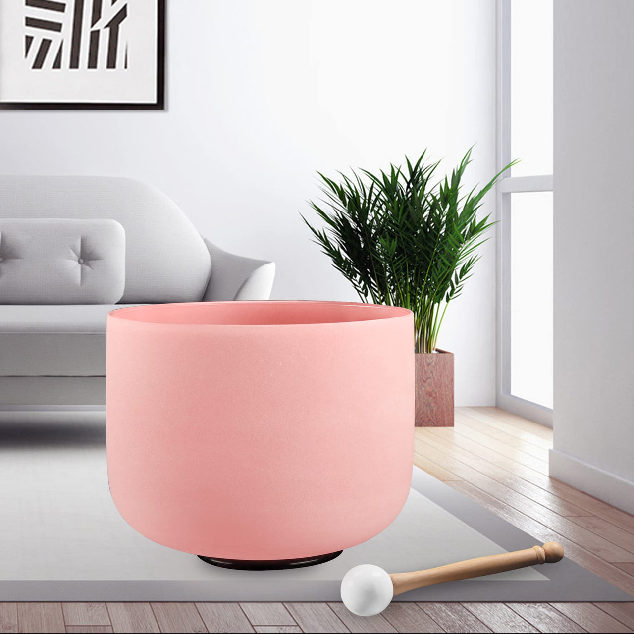 Kresec Pink 8 Inch Crystal Singing Bowl F Note (¡À40 cents) Heart Chakra with O-ring and Mallet for Meditation, Yoga, Spiritual and Body Healing and Energy Cleansing Pink F Note