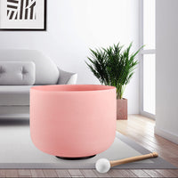 Kresec Pink 8 Inch Crystal Singing Bowl F Note (¡À40 cents) Heart Chakra with O-ring and Mallet for Meditation, Yoga, Spiritual and Body Healing and Energy Cleansing Pink F Note