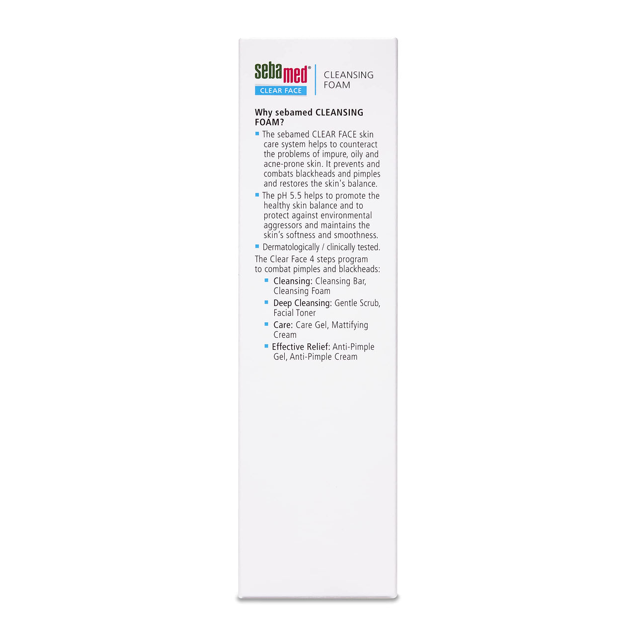 Sebamed Clear Face Cleansing Foam| pH 5.5 | Combats pimples with Montaline C40 | Deep pore cleansing | Dermatologically & clinically tested | 50ml