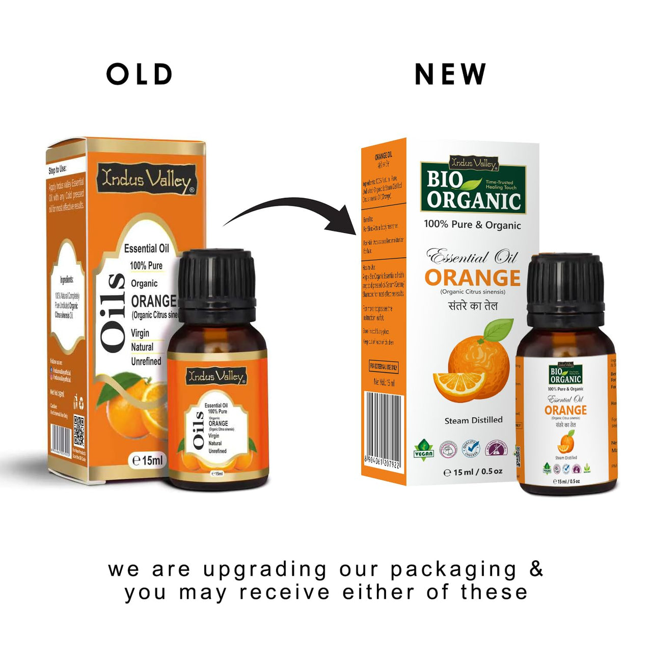 Indus Valley 100% Pure Natural & Organic, Undiluted Orange Essential Oil with Therapeutic Grade & Glass Dropper for Skin, Hair Care -15ml