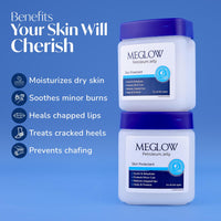 Meglow Moisturizing Petroleum Jelly | Deep Hydration & Skin Protection | Vitamin E Helps Lock in Moisture | Heal Dry Skin & Prevent Cracks for Soft, Smooth Skin- Pack of 2 (100g Each)