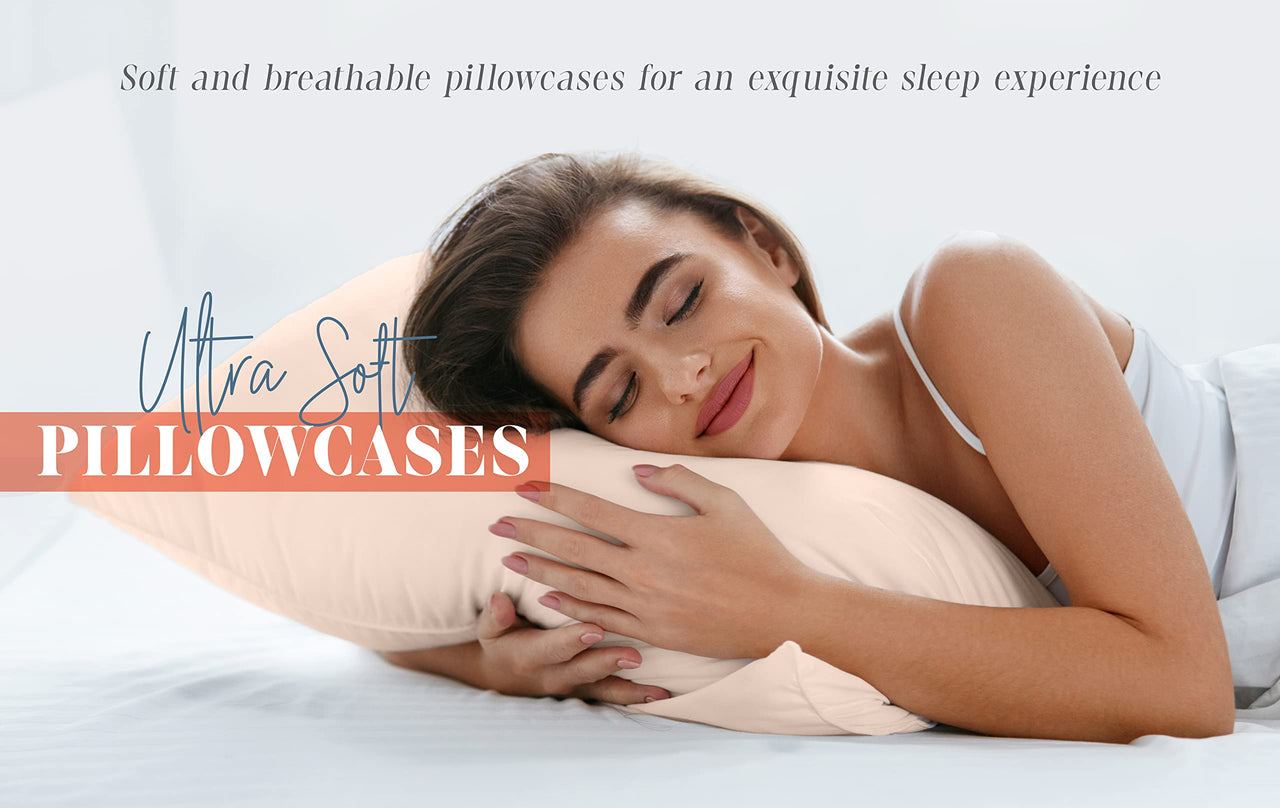 Elegant Comfort Solid Pillowcases 1500 Thread Count Egyptian Quality Microfiber - Smooth Weave, Wrinkle and Fade Resistant, Easy Slip-On, 2-Piece Set, Standard/Queen Pillowcase, Coral 2-Pack