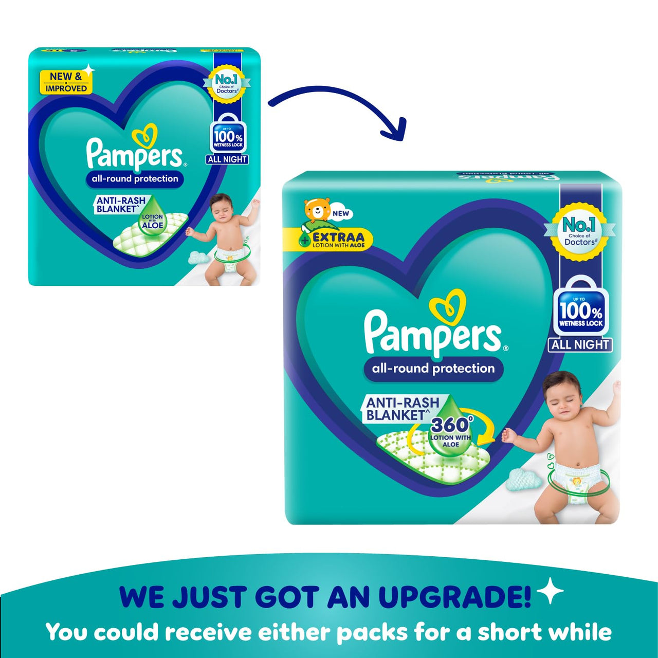 Pampers All round Protection Pants Style Baby Diapers, X-Large (XL) Size, 56 Count, Anti Rash Blanket, Lotion with Aloe Vera, 12-17kg Diapers