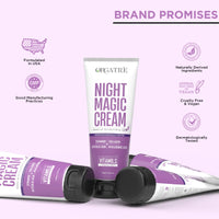 Orgatre Night Magic Cream 75gm for Glowing, Youthful Skin | Anti-Aging Night Cream with Ceramide, Collagen, Glycolic & Hyaluronic Acid | Reduces Wrinkles & Fine Lines | Brightens & Hydrates Skin
