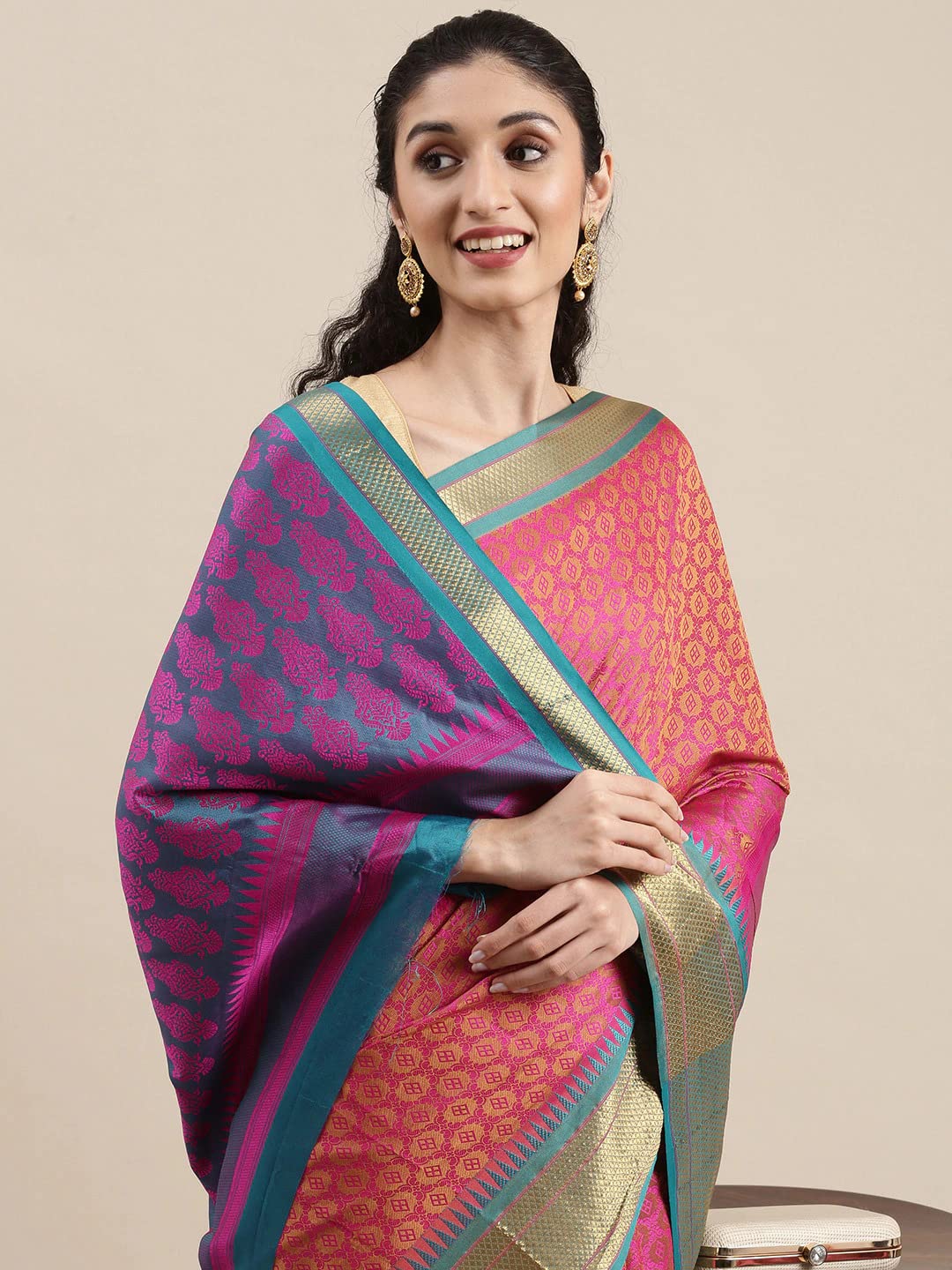 Pandadi Saree Women's  Cotton Silk Saree With Blouse Piece