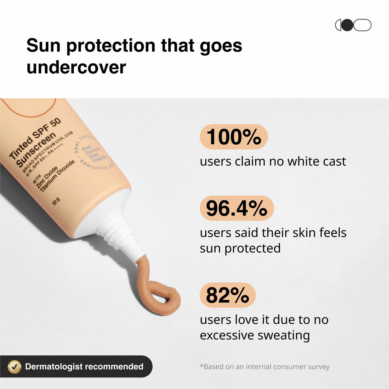 Cureskin Mineral Sunscreen Matte Finish Tinted SPF 50 PA++++ | Broad Spectrum Sun (UVA/UVB/IR) Protection with Titanium Dioxide, 50 g (Pack of 1)