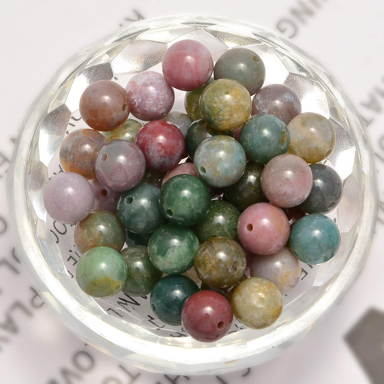 200PCS 8mm Indian Agate Round Loose Beads Natural Crystal Healing Energy Gemstone Beads with Healing Power for Bracelet Necklace Jewelry Making DIY Handmade Craft Supplies (Indian Agate, 8mm 200Beads)