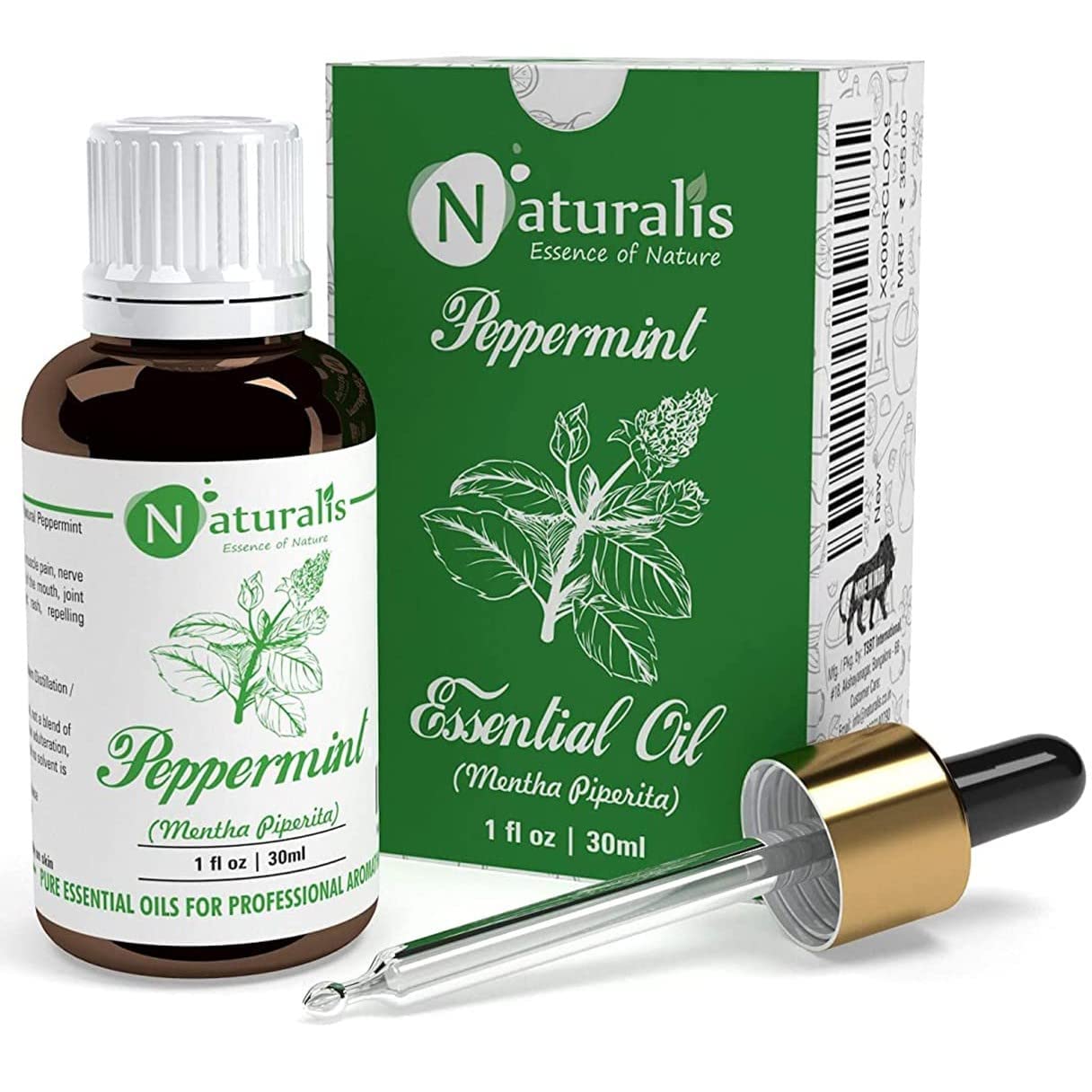 Naturalis Peppermint Essential Oil - Pure Therapeutic Grade Peppermint Oil For Hair, Skin Care, Steaming, Diffuser & Aromatherapy - Soothing Relief - 30Ml