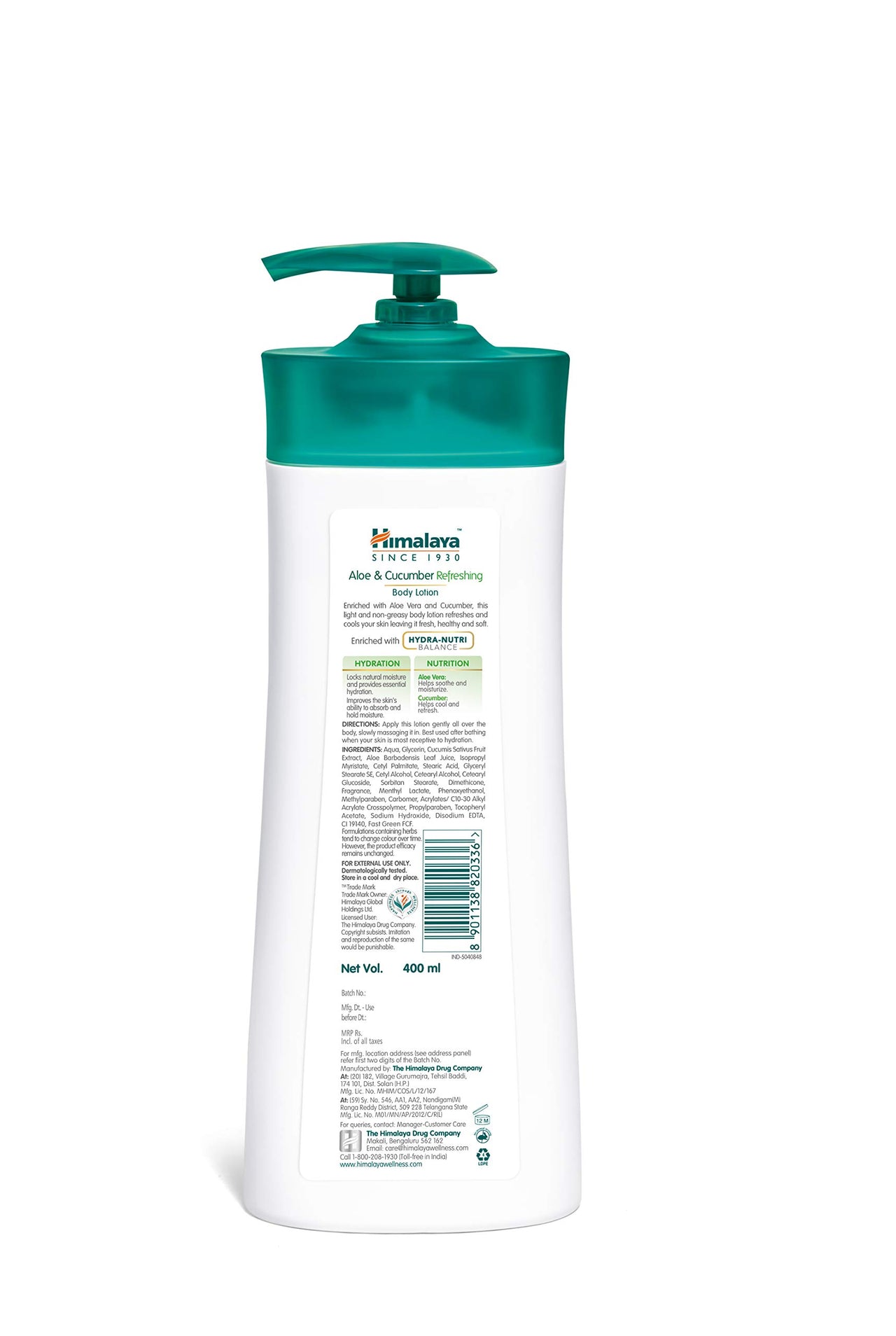 Himalaya Baby Body Lotion, For All Skin Types (400 ml) & Herbals Aloe and Cucumber Refreshing Body Lotion, 400ml