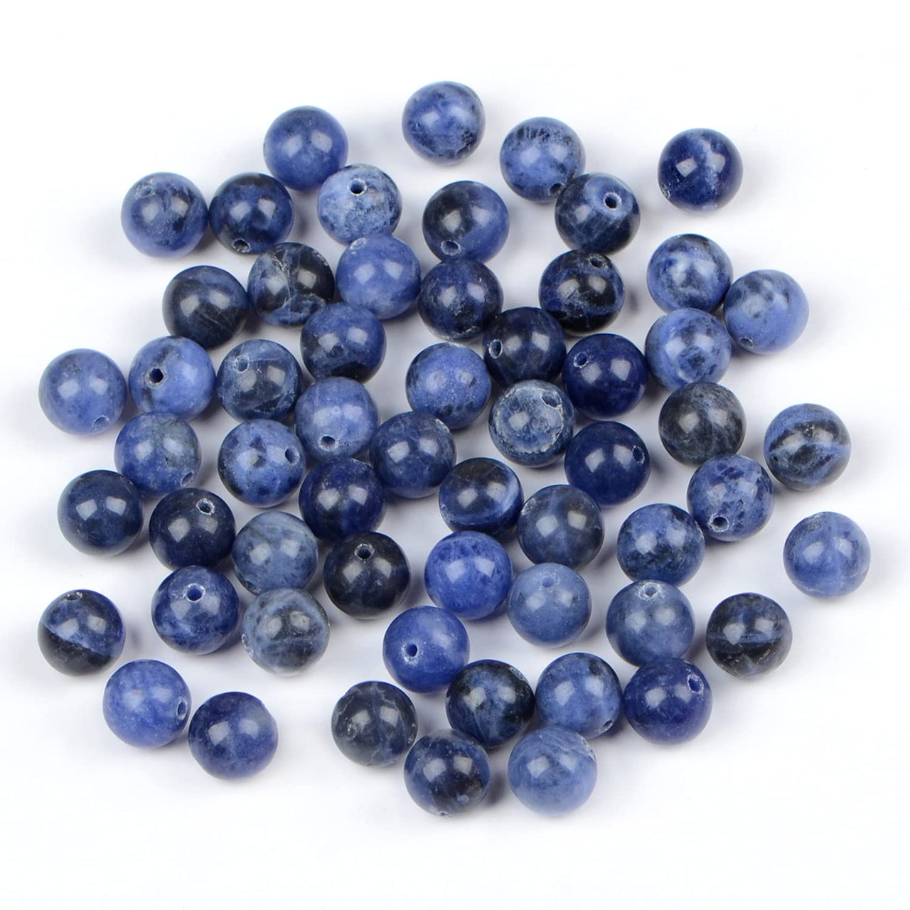 Bymitel 210pcs Natural Crystal Beads Stone Gemstone Round Energy Healing Loose Beads with Stretch Cord for Jewelry Making Bracelets Anklets (Blue Sodalite, 4mm 210pcs) Blue Sodalite