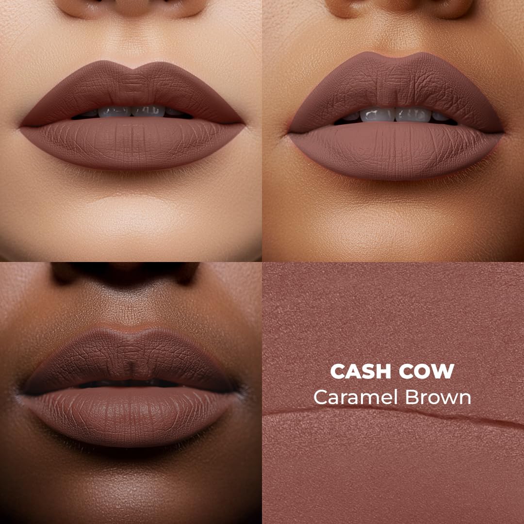 LoveChild Masaba Statement Matte Lipstick, Cash Cow (Caramel Brown), Smooth Glide, Bold Matte Finish, Long-Lasting Lipsticks With Mango Butter Nourishing and Intense Color Payoff, Lightweight, 4g