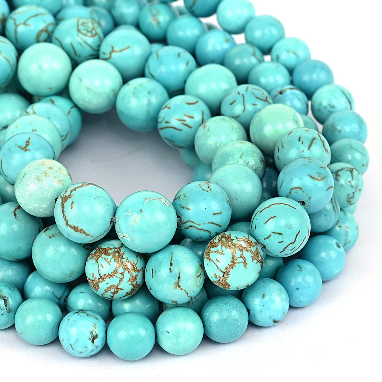 Jmzothie 10mm Natural Stone Beads Turquoise Beads Energy Crystal Healing Power Gemstone for Jewelry Making (10mm, Turquoise)