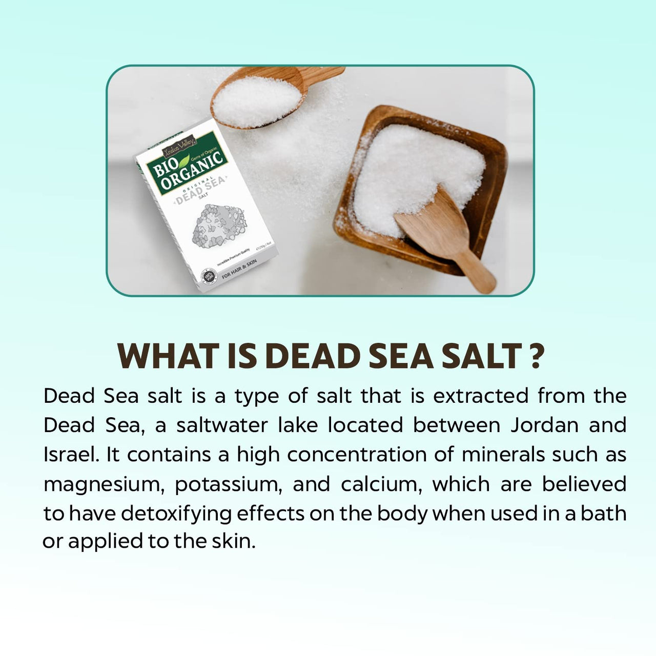 INDUS VALLEY Bio Organic 100% Natural Dead Sea Salt for Skin Healing and Hydration - (250g)