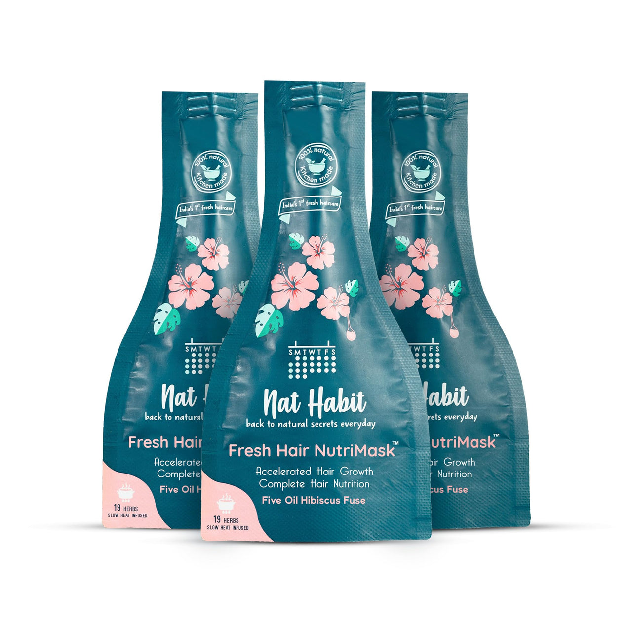 Nat Habit Five Oil Hibiscus Nutrimask-Hair Mask For All Hair & Scalp Types (Pack Of 3 X 40 Gm) And Hibiscus A Millilitresa Summer Hair Oil For Unisex - 100 Millilitres