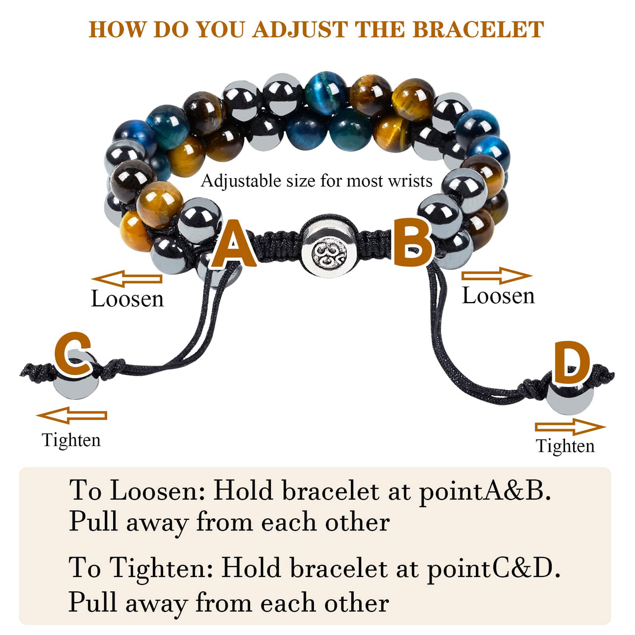 Triple Protection Bracelet Natural Blue Yellow Tigers Eye Hematite 8mm Beads Crystal Bracelet Healing Bracelets for Men Women Bring Prosperity Luck and Health 8MM Blue Triple Protection (Double layer)