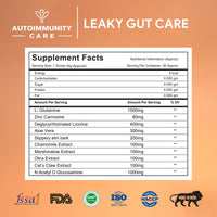Autoimmunity care : Leaky Gut Care - Complete Gut Support|Fights Infections,Anti-Inflammatory|With L Glutamine,Zinc Carnosine,Aloe Vera,Vegan,Non-Gmo|180 G,Powder,1 Count,30 Servings