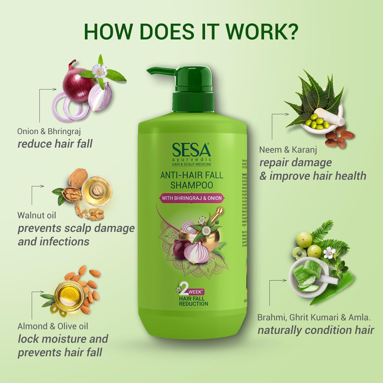 SESA Ayurvedic Anti Hairfall Shampoo For Dry And Frizzy Hair Reduces Hairfall Made With 6 Ayurvedic Herbs Paraben Free Shampoo - 1 L
